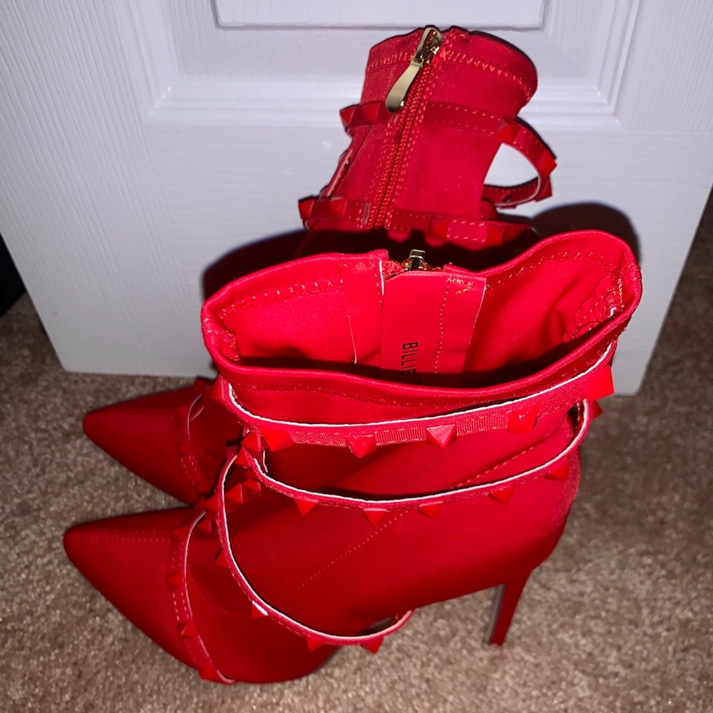 Red Bootie Heels - Picture 2 of 6